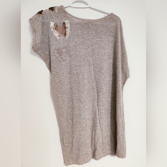 Women's Tunic Top Mini Dress Butterfly Sequin Detail Y2K Asymmetrical Size EU 38 - Picture 3 of 6